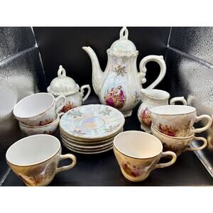 Vintage Pearlesent Musical Tea Set Elegant 15 Piece Set Occupied Japan